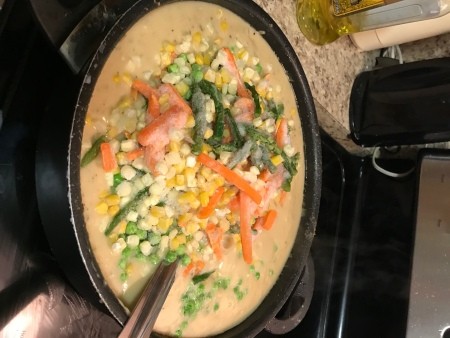 veggies added to filling