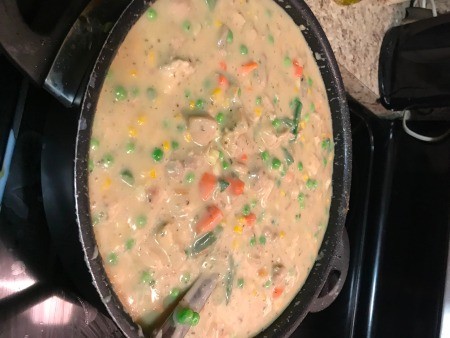 filling simmering on the stove