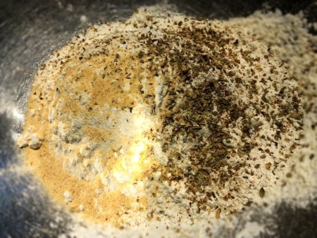 oregano & garlic added to flour