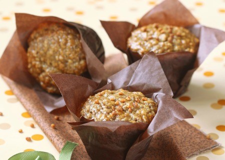 Vegan Banana Nut Muffins with paper liners.