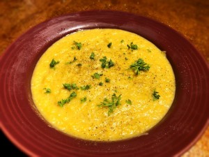 A bowl of Creamy Ginger Parsnip Soup.