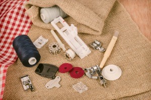 A collection of sewing machine parts.