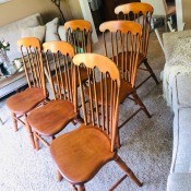 Value of Conant Ball Dining Chairs - medium wood finish dining chairs, all armless