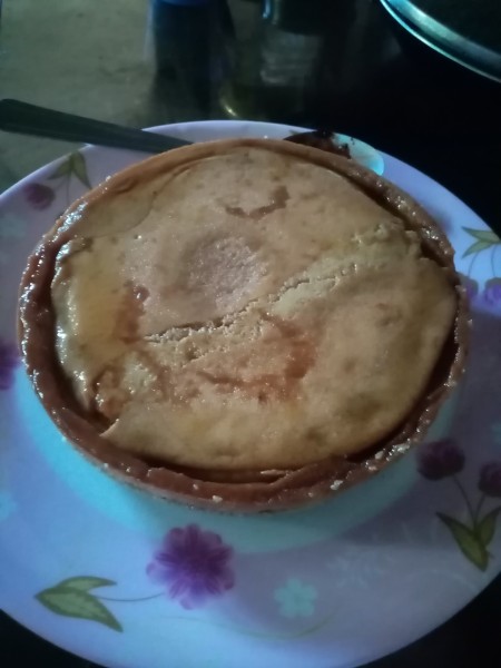 The baked custard chocolate cake.