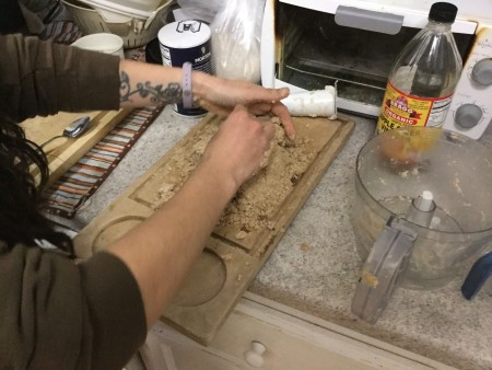 Kneading the pie crust.