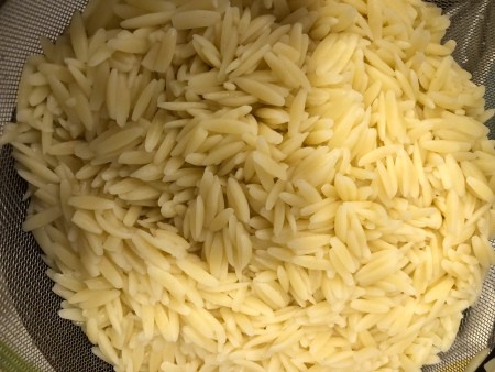 Cooked orzo noodles.