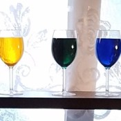 Rainbow Goblets - finished goblets on the window ledge