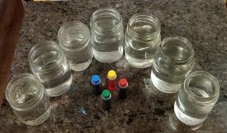 Rainbow Goblets - jars and food coloring