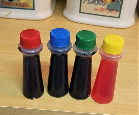 Rainbow Goblets - bottles of food color