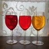 Rainbow Goblets - red, orange, and yellow water filled goblets