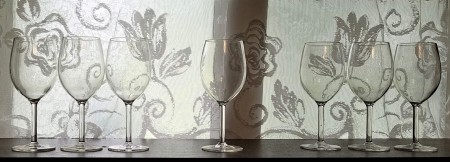 Rainbow Goblets - 7 goblets on a window edge