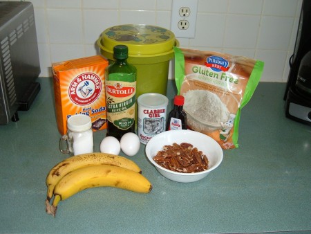 Ingredients for banana bread.