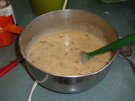 The batter for gluten free banana bread.