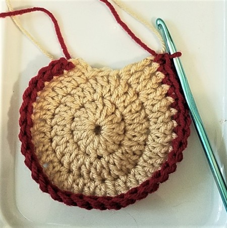 Crocheted Americana Roses - border round in burgundy
