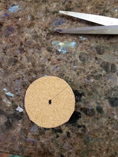 Faux Firecrackers - hole in the center of the cork for the fuse