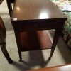 Value of a Pair of Mersman End Tables? - mahogany finish plain table with lower shelf, drawer, and casters, rectangular in shape