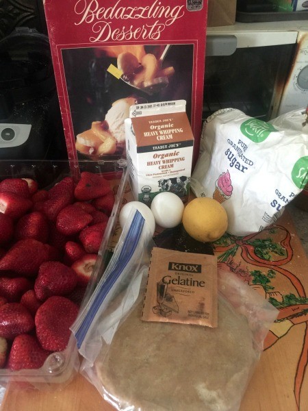 Ingredients for strawberry chiffon pie.