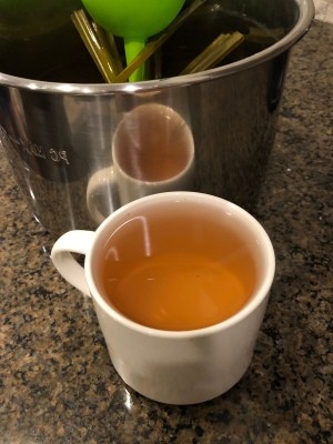 A cup of lemongrass ginger tea.