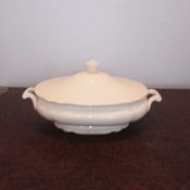 Value of a Homer Laughlin Virginia Rose Covered Dish?  - oval covered white serving dish