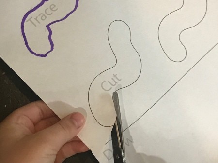 Trace, Cut, and Draw (Worm) - cutting out the ones marked "cut"