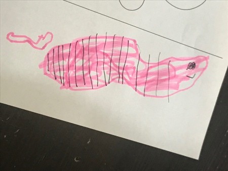 Trace, Cut, and Draw (Worm) - pink worm with smile
