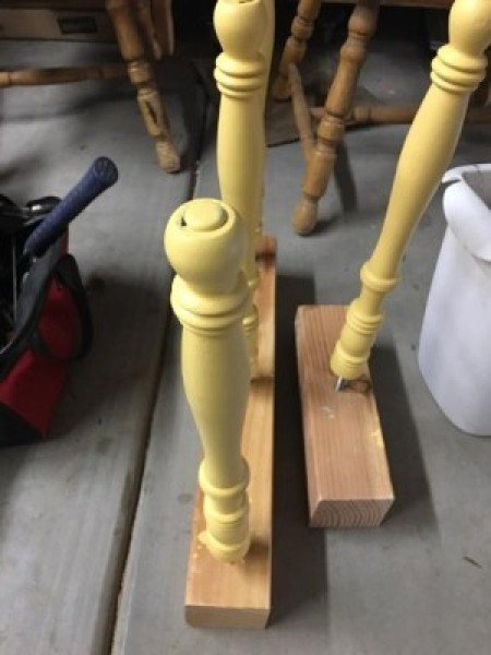 Sew Pretty Sewing Machine Restoration - legs painted yellow