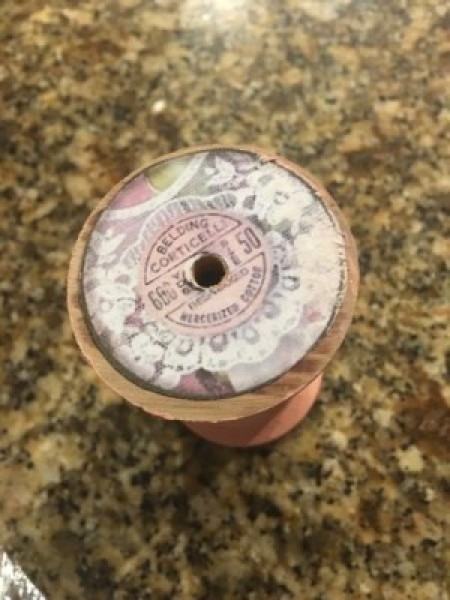 Decorated Singer Button Box and Spool Holder - label sticker