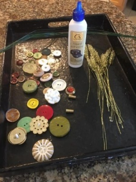 Decorated Singer Button Box and Spool Holder - supplies for button flowers