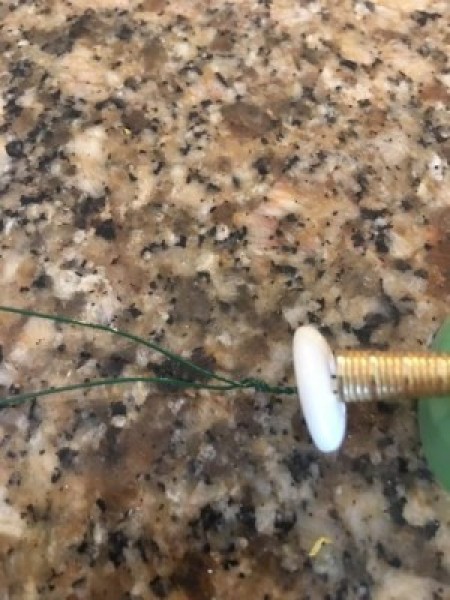 Decorated Singer Button Box and Spool Holder - view of spacer and second button