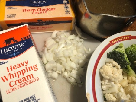 Ingredients for Cauliflower Broccoli Cheese Soup