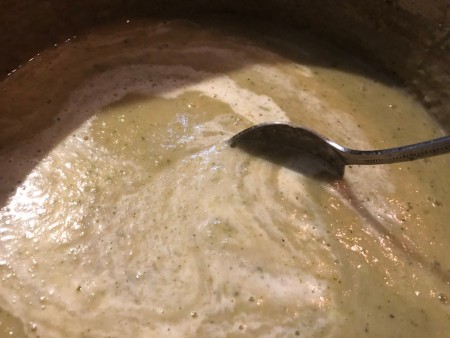 Cauliflower Broccoli Cheese Soup after blending.