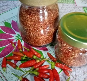 A jar of chili powder.