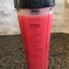 The blended watermelon strawberry beverage.