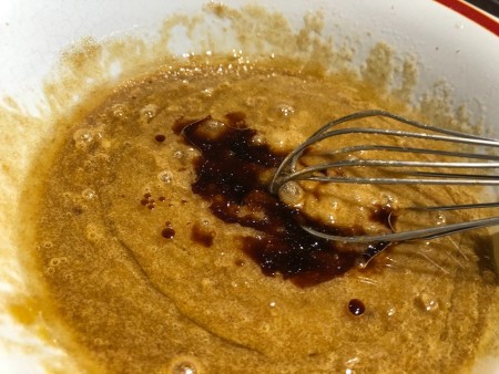 Mixing up the cake batter.
