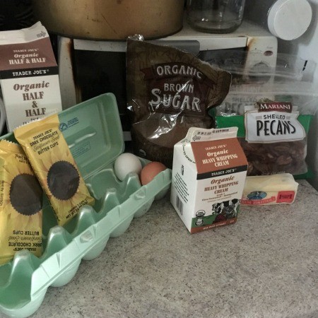 Ingredients for butter pecan ice cream.