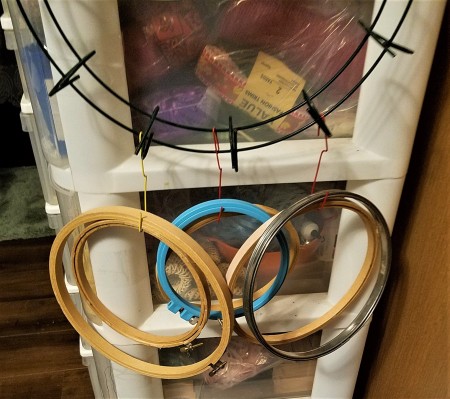 Hanger, Clips, and Rings for Craft Storage - lower hanging hoops