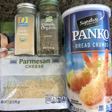Ingredients for baked cod with parmesan bread crumbs