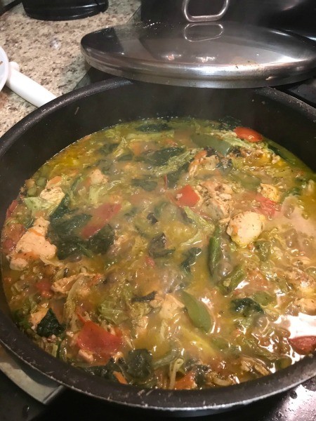 The finished chicken pesto pasta.