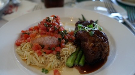 An entree served at a lunchtime wedding reception.