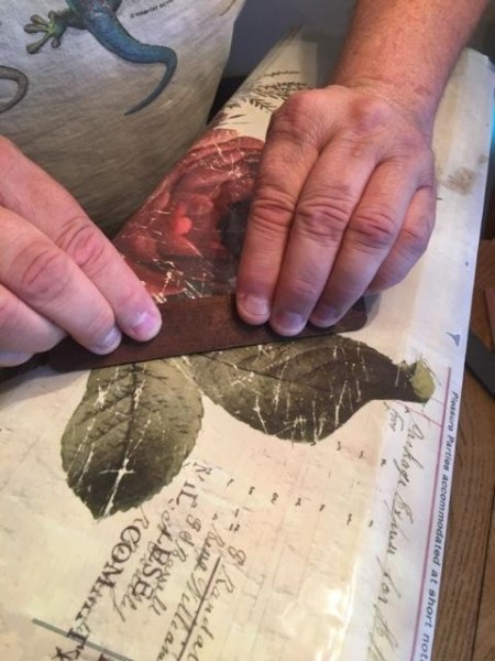 Decalicious Dresser Makeover - applying the decal