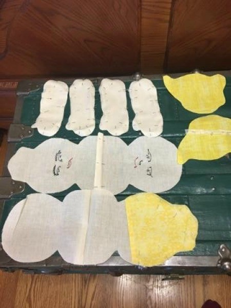 Topsy Turvy Cinderella Doll - pieces ready to sew together