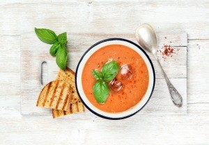 A bowl of summer gazpacho.