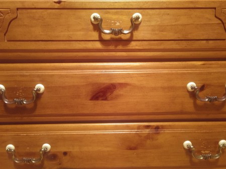 The drawers of a Bassett dresser.