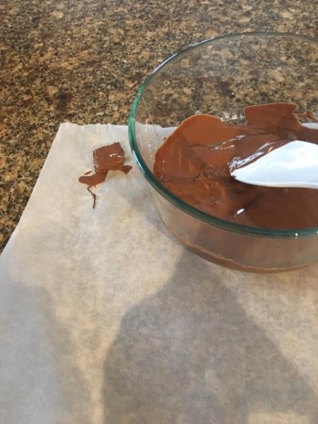 A bowl with melted chocolate.