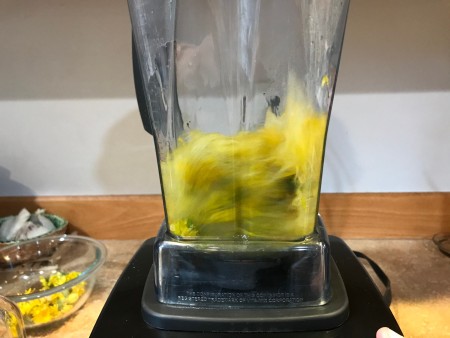 Dandelion Playdough - blending