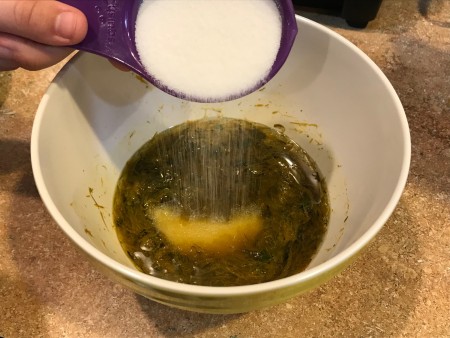 Dandelion Playdough - adding salt