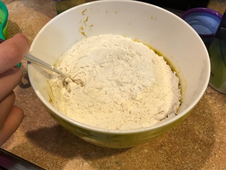 Dandelion Playdough - flour added