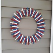 Seasonal Clothespin Wreaths - red, white, and blue wreath