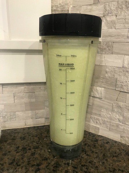 A smoothie in a blender.