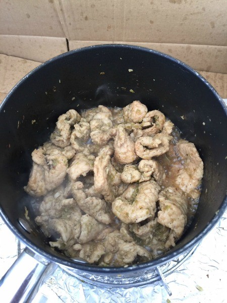 Cooked pork in a pot.